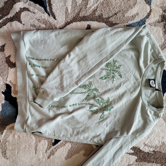 Woman Palm tree Sequin Crew Neck - Picture 2 of 5
